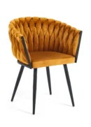 silla salon terciopelo mostaza