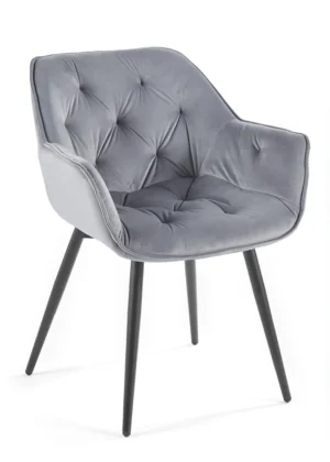 silla de comedor gris tapizada