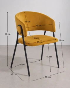 silla comedor tapizada tina mostaza medidas