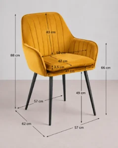 Silla velvet para salón comedor medidas