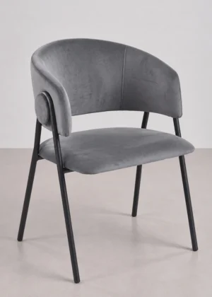 silla comedor tapizada tina terciopelo gris