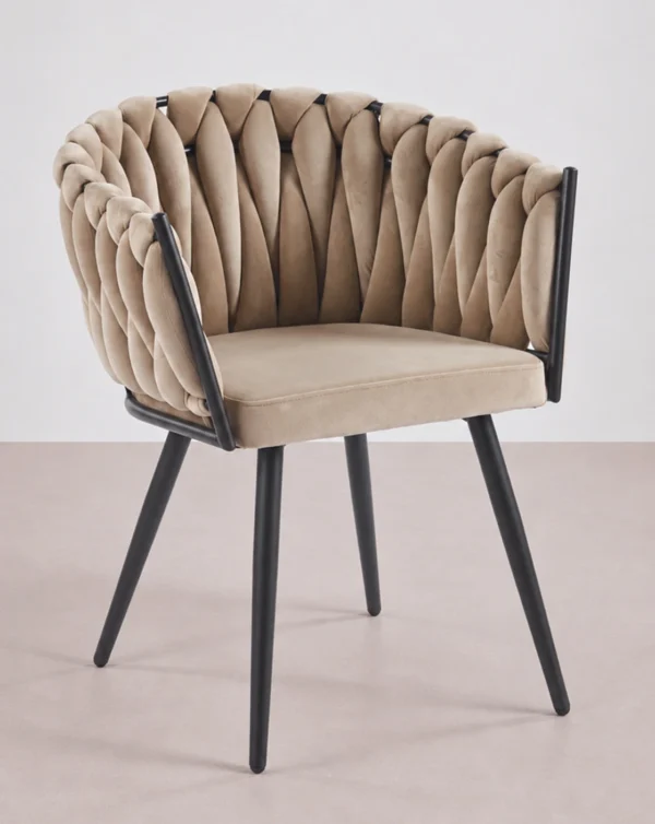 Chaise de salle à manger avec dossier tressé