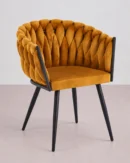 Chaise de salle à manger moutarde rembourrée