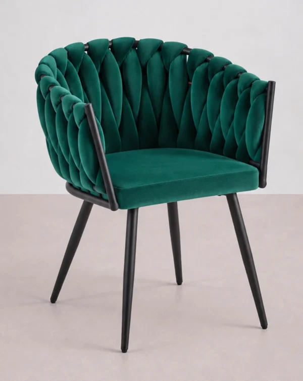 Chaise en velours vert
