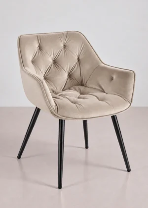 Silla de terciopelo con patas negras