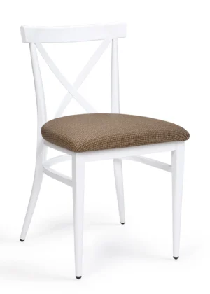 silla tapizada coral patas blancas avellana