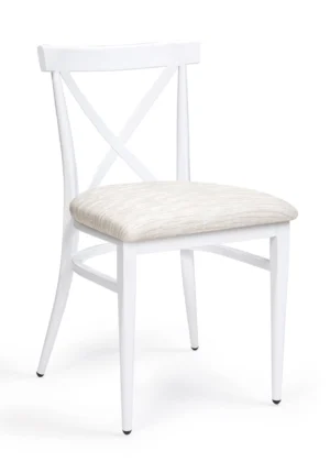 silla tapizada coral patas blancas lino