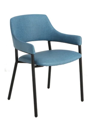 silla tapizada reposabrazos azul