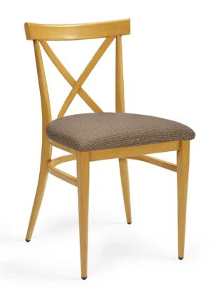 silla comedor imitacion madera tapizada avellana