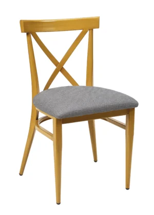 silla comedor imitacion madera tapizada gris