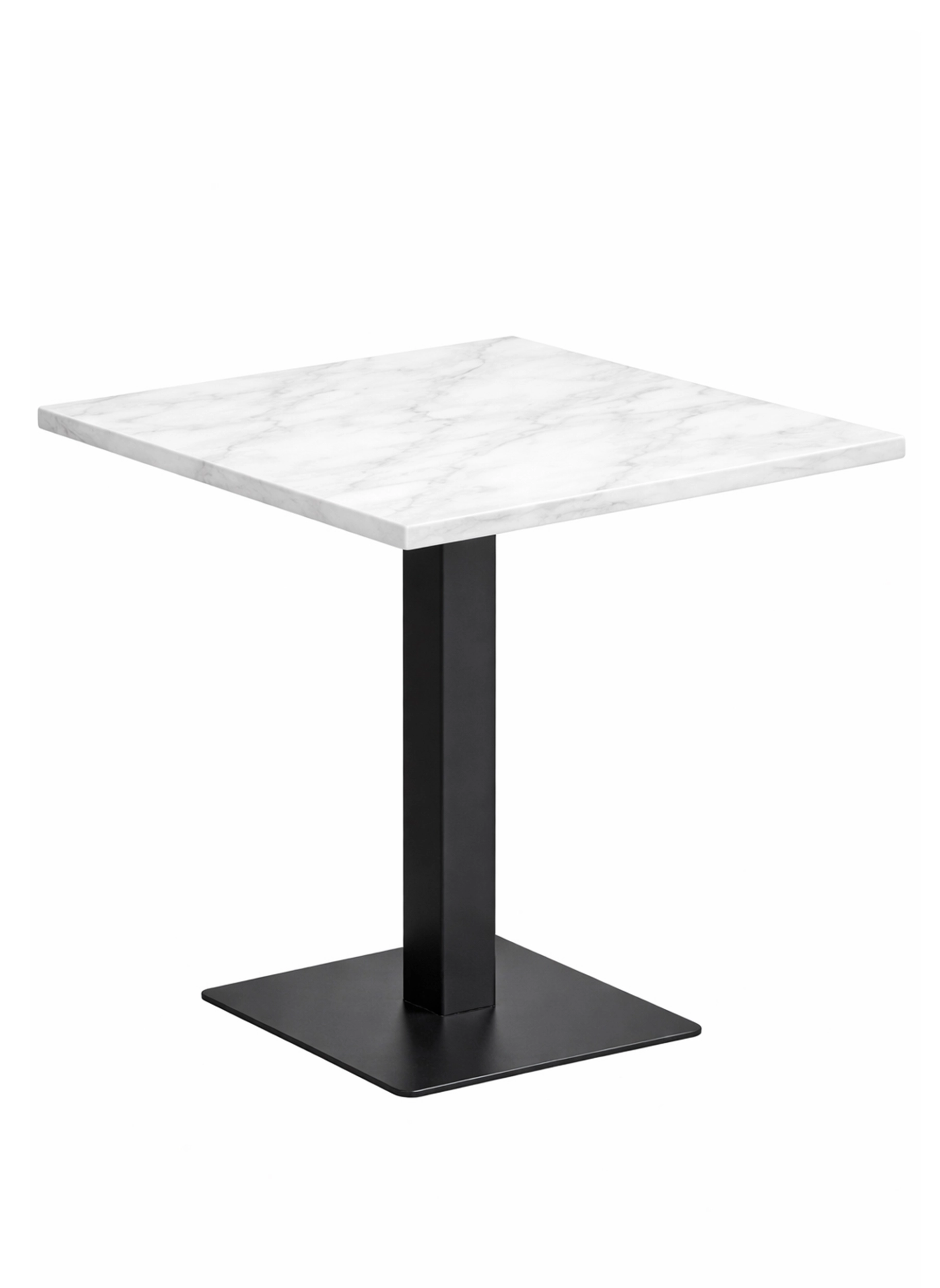 mesa pie central cuadrada marmol blanco
