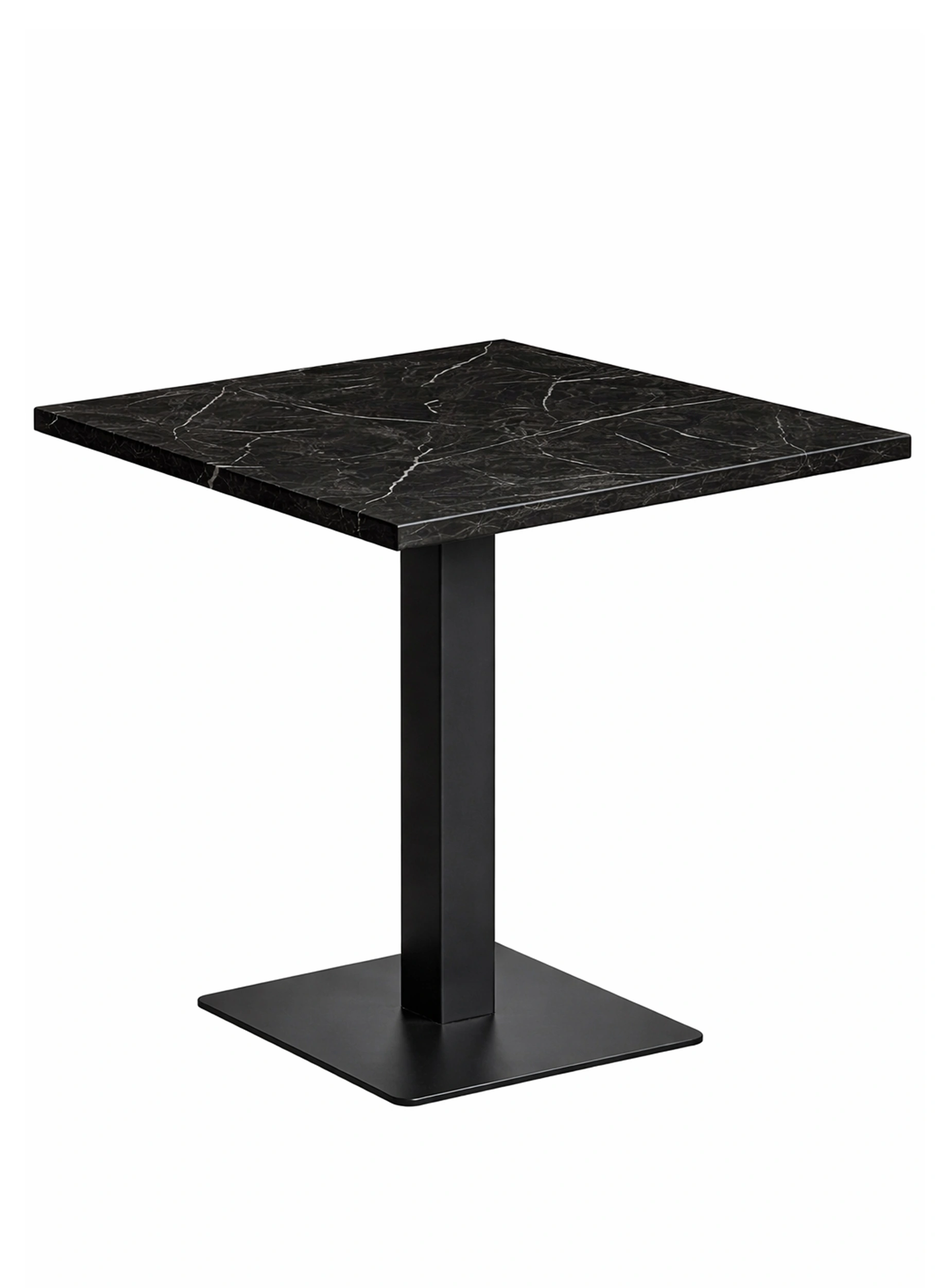 mesa pie central cuadrada marmol negro