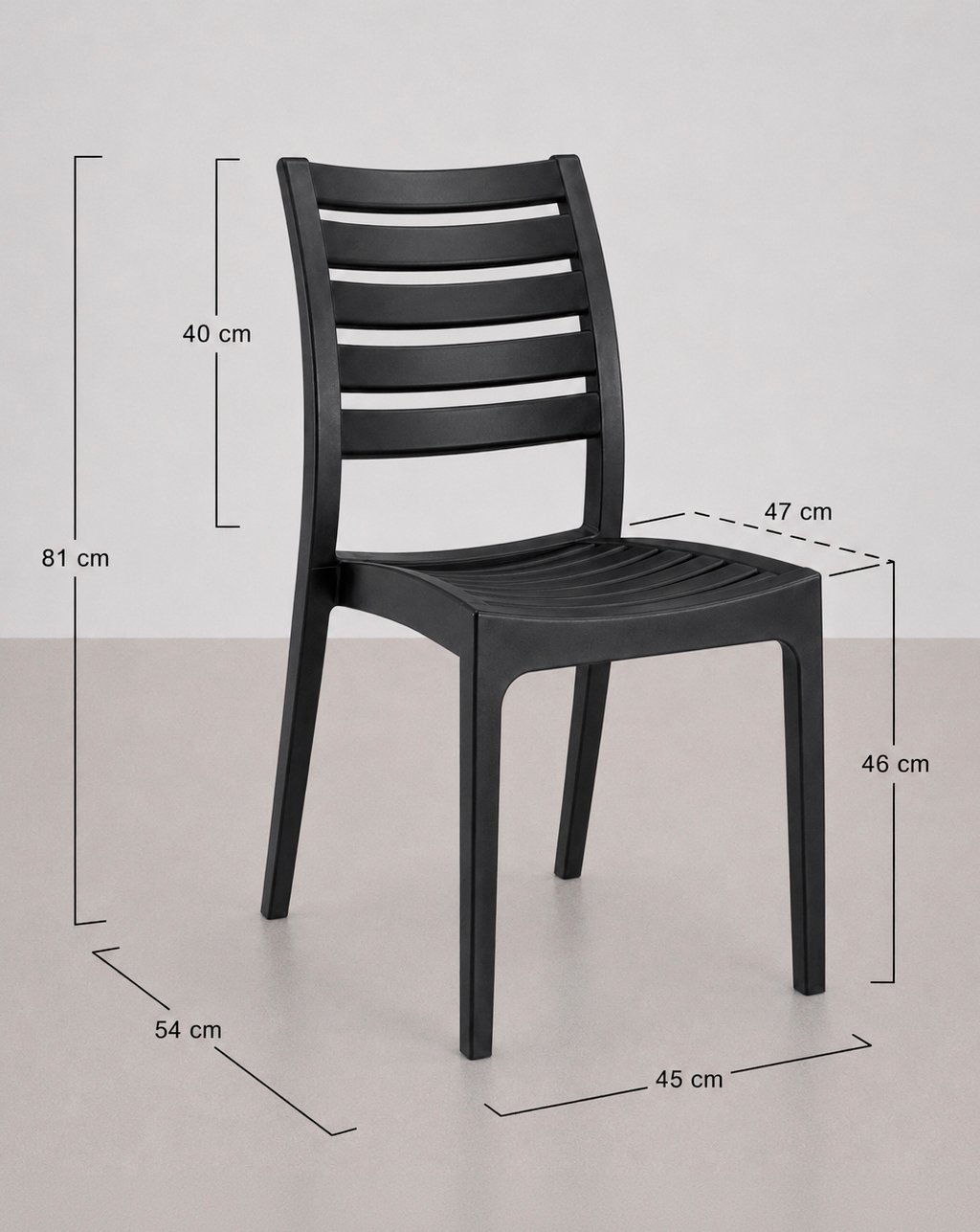 silla plastico jardin medidas