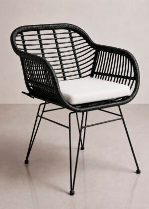 silla terraza negra de ratan sintetico