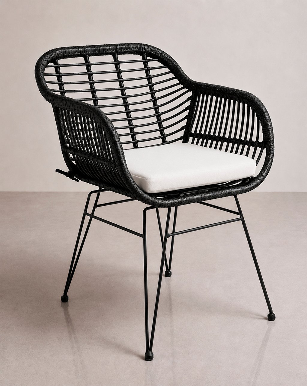 silla terraza negra de ratan sintetico