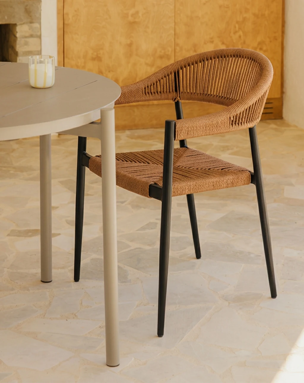 silla patio aluminio y cuerda sintetica