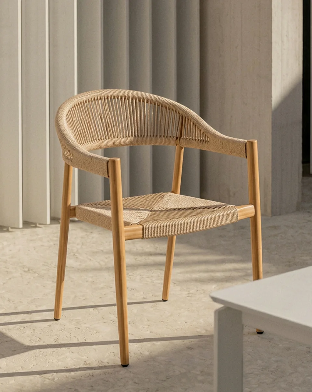 silla balcon apilable aluminio y cuerda sintetica