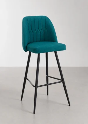taburete alto acolchado con asiento verde