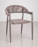 silla exterior apilable de aluminio gris y cuerda