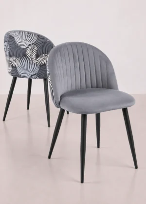 silla terciopelo gris comedor