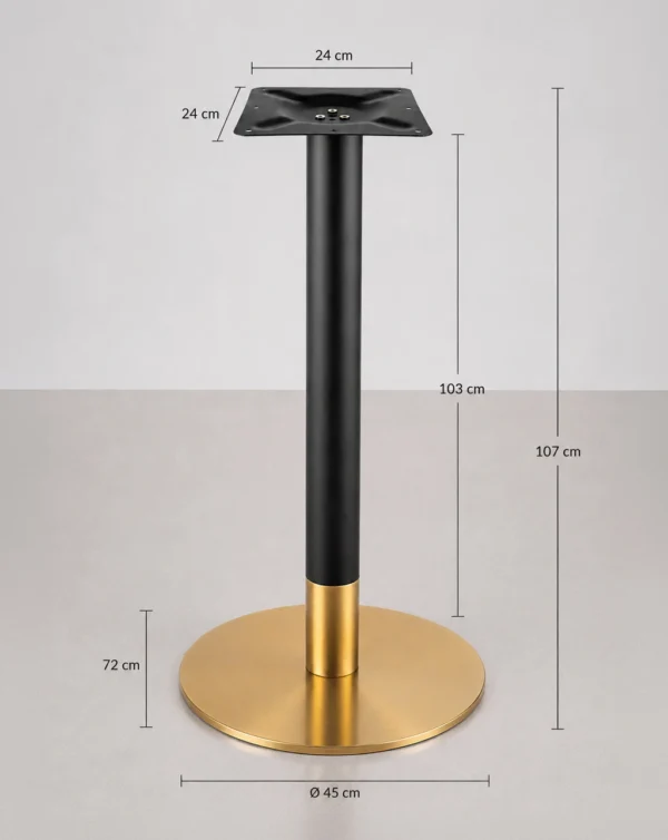 dimensions piètement central de table haute