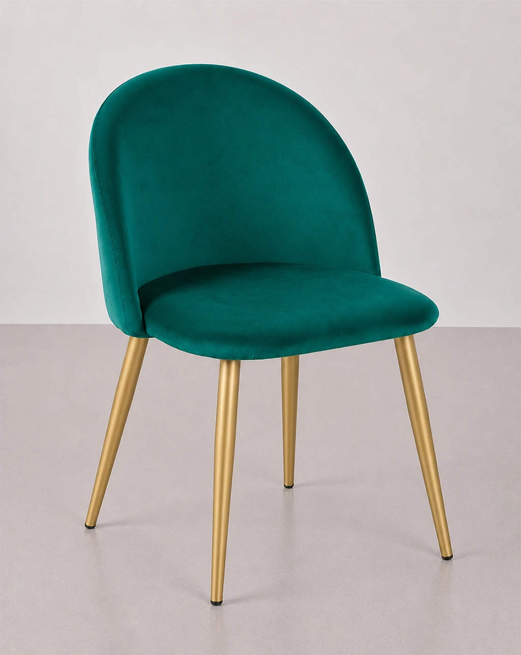 silla tapizada yumi verde patas doradas
