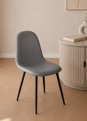 silla acolchata gris