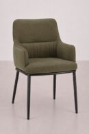 chaise rembourrée verte avec accoudoirs