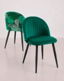 chaise de salle à manger en velours vert