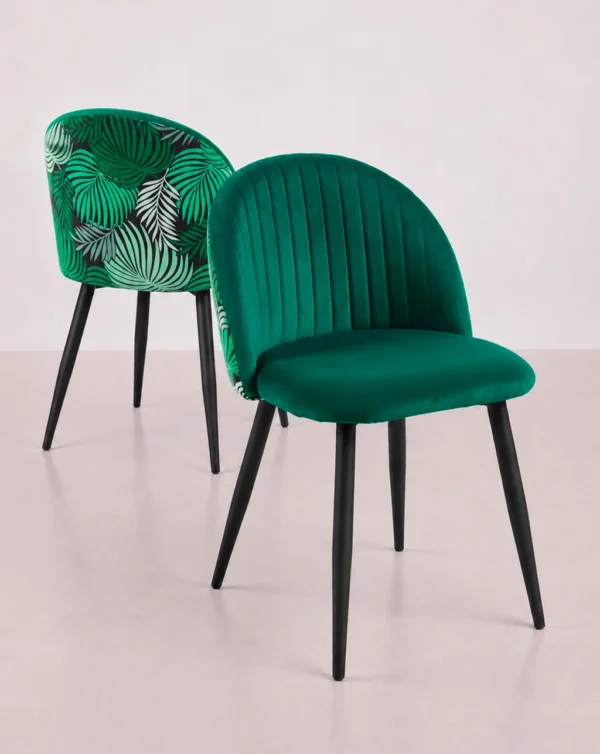 chaise de salle à manger en velours vert