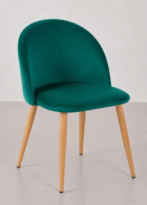 silla tapizada yumi verde patas madera
