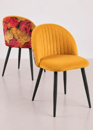 silla terciopelo mostaza comedor