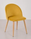 silla tapizada yumi mostaza patas madera