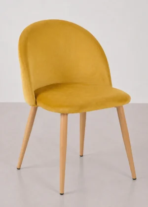 silla tapizada yumi mostaza patas madera