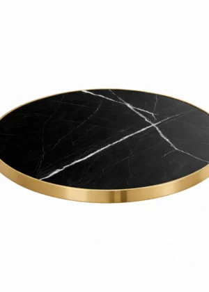 Tablero Mesa Contract Multicapa Mármol Negro Canto Dorado - 70Øx3cm