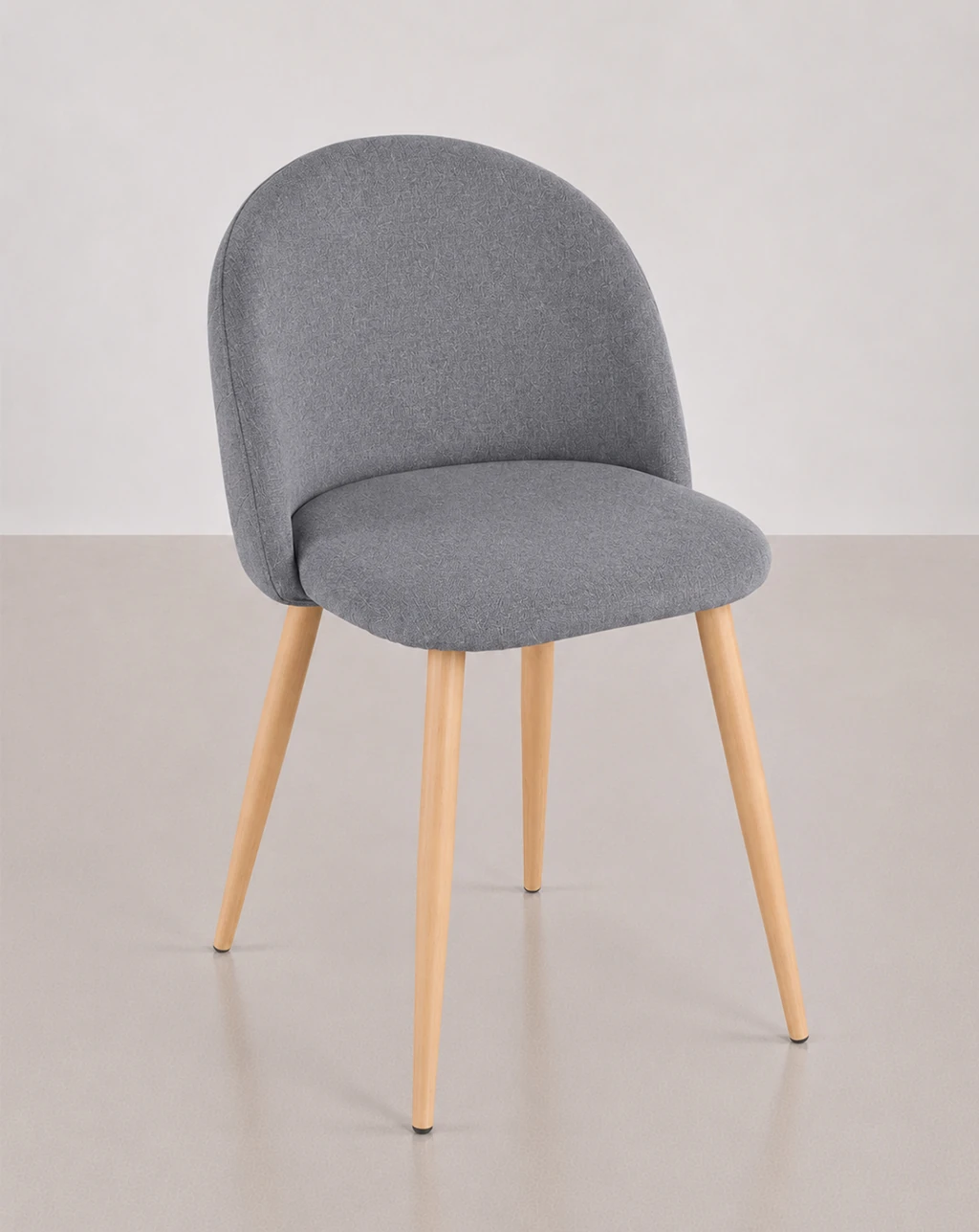 silla tapizada yumi gris patas madera
