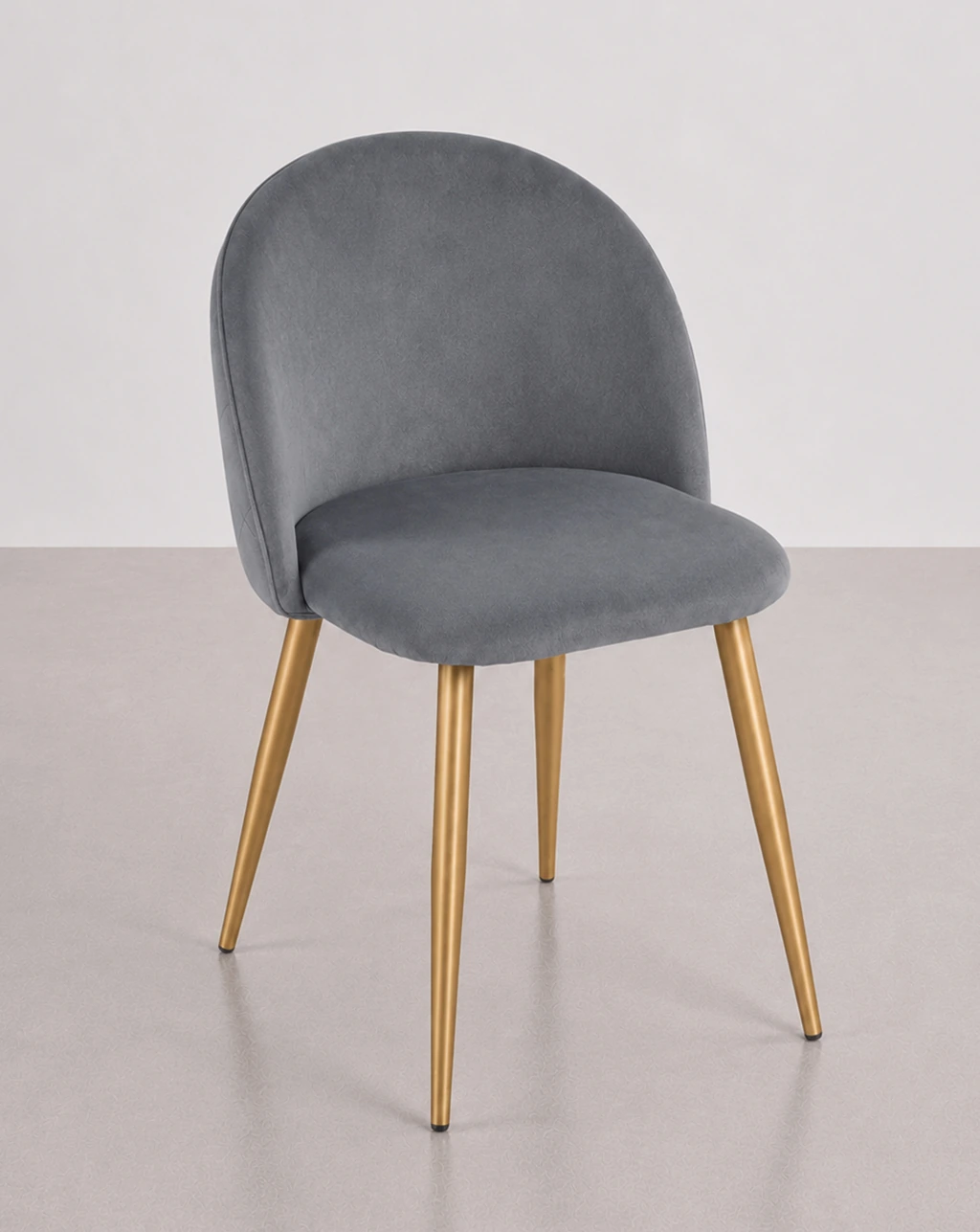 silla tapizada yumi gris patas doradas