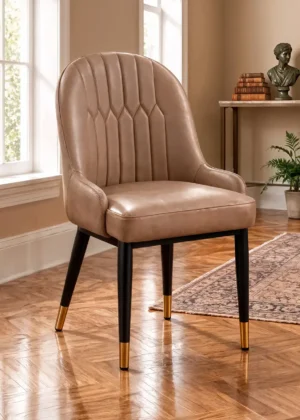 silla comedor acolchada beige