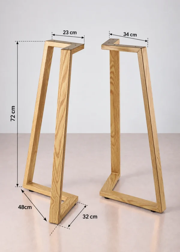 Lot de pieds de table Contract V imitation bois – dimensions