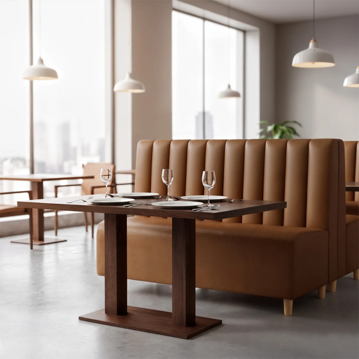 Banco Corrido de Restaurante Beni Marrón para Uso Profesional - Imagen 2