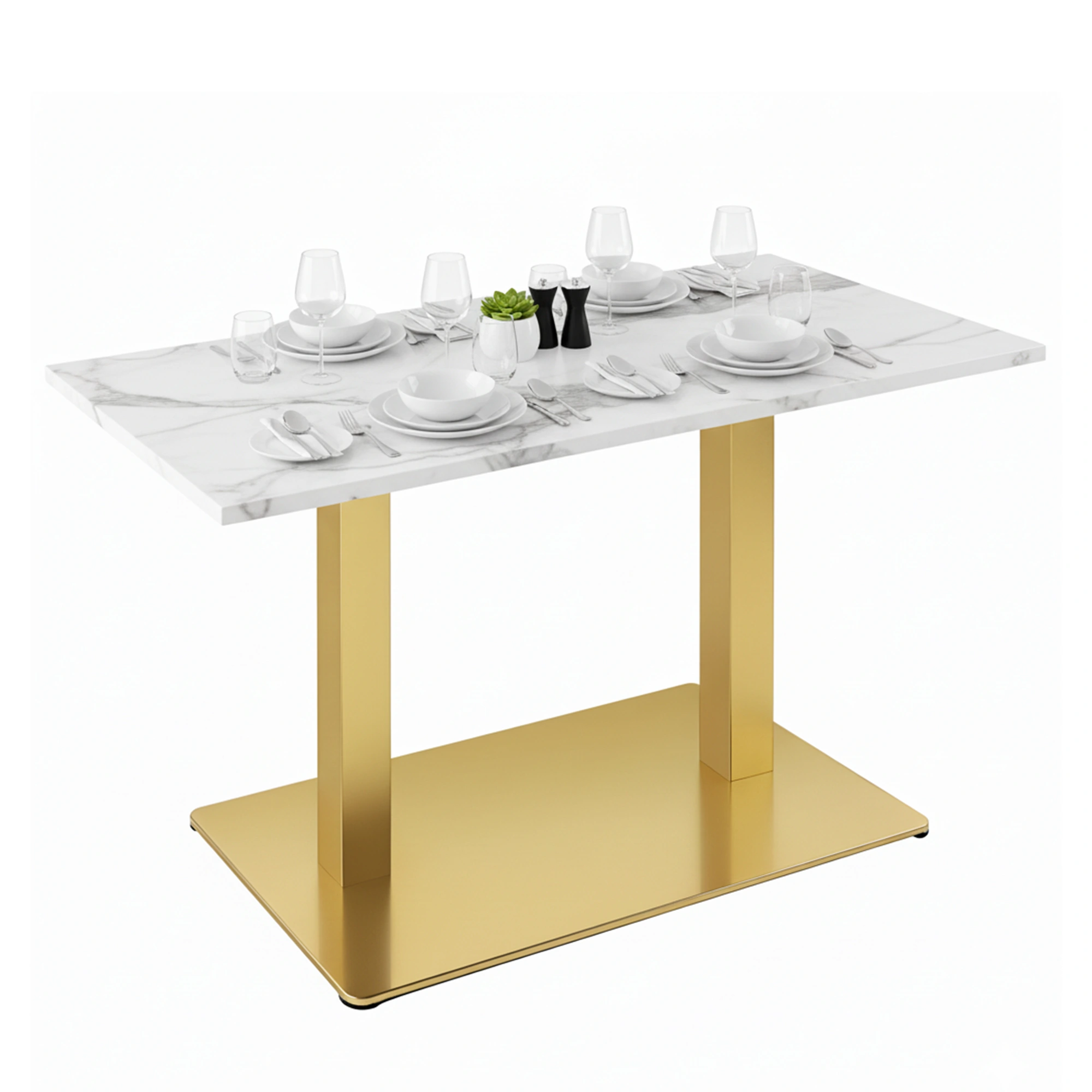 Pie Doble de Mesa Contract Rectangular Bari Dorado - Imagen 3