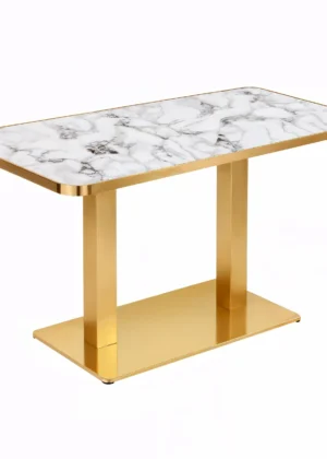 Mesa Contract para Hostelería Rectangular Kenora Mármol y Dorado