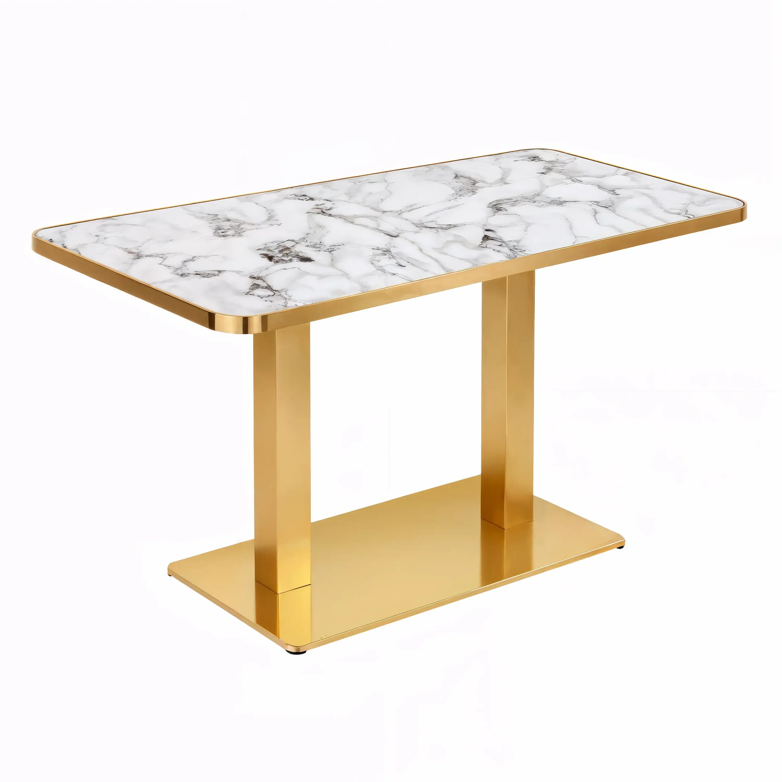 Mesa Contract para Hostelería Rectangular Kenora Mármol y Dorado