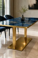 mesa comedor tablero mesa piedra sinterizada marmol azul rectangular