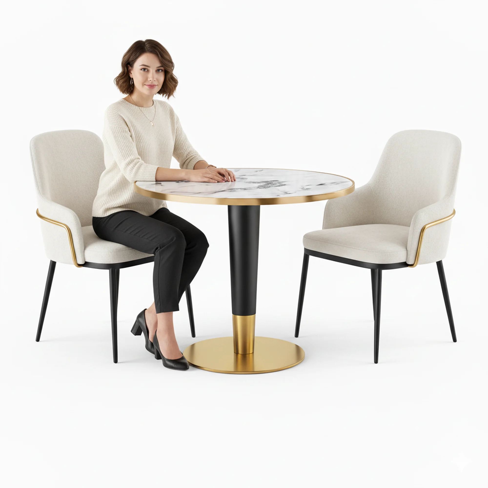Mesa Contract Comedor Redonda Doha Mármol Blanco - Imagen 5