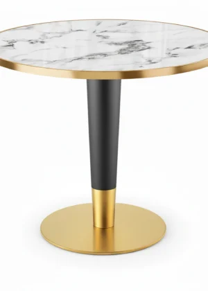 Mesa Contract Comedor Redonda Doha Mármol Blanco