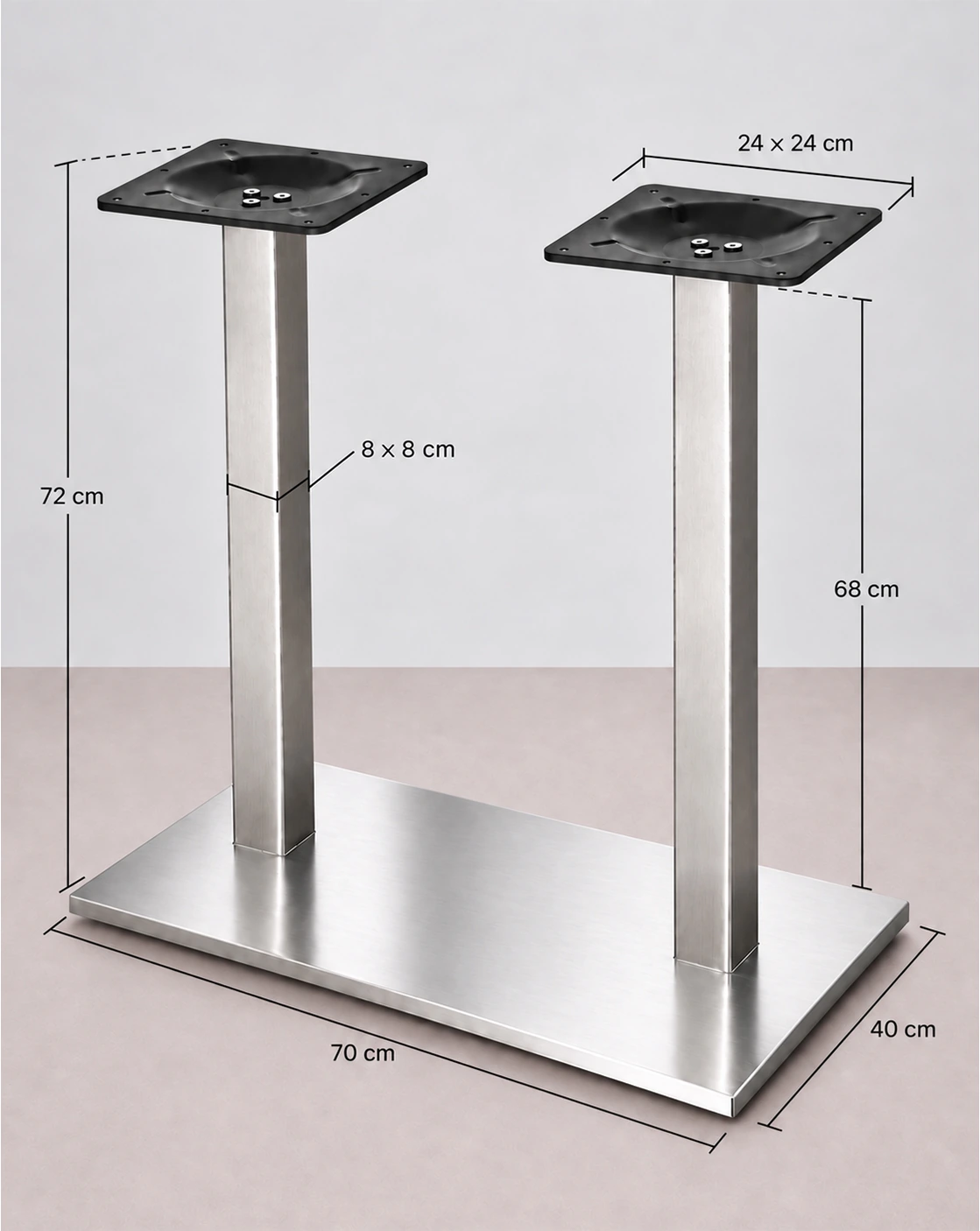 pé de mesa em aço inoxidável
