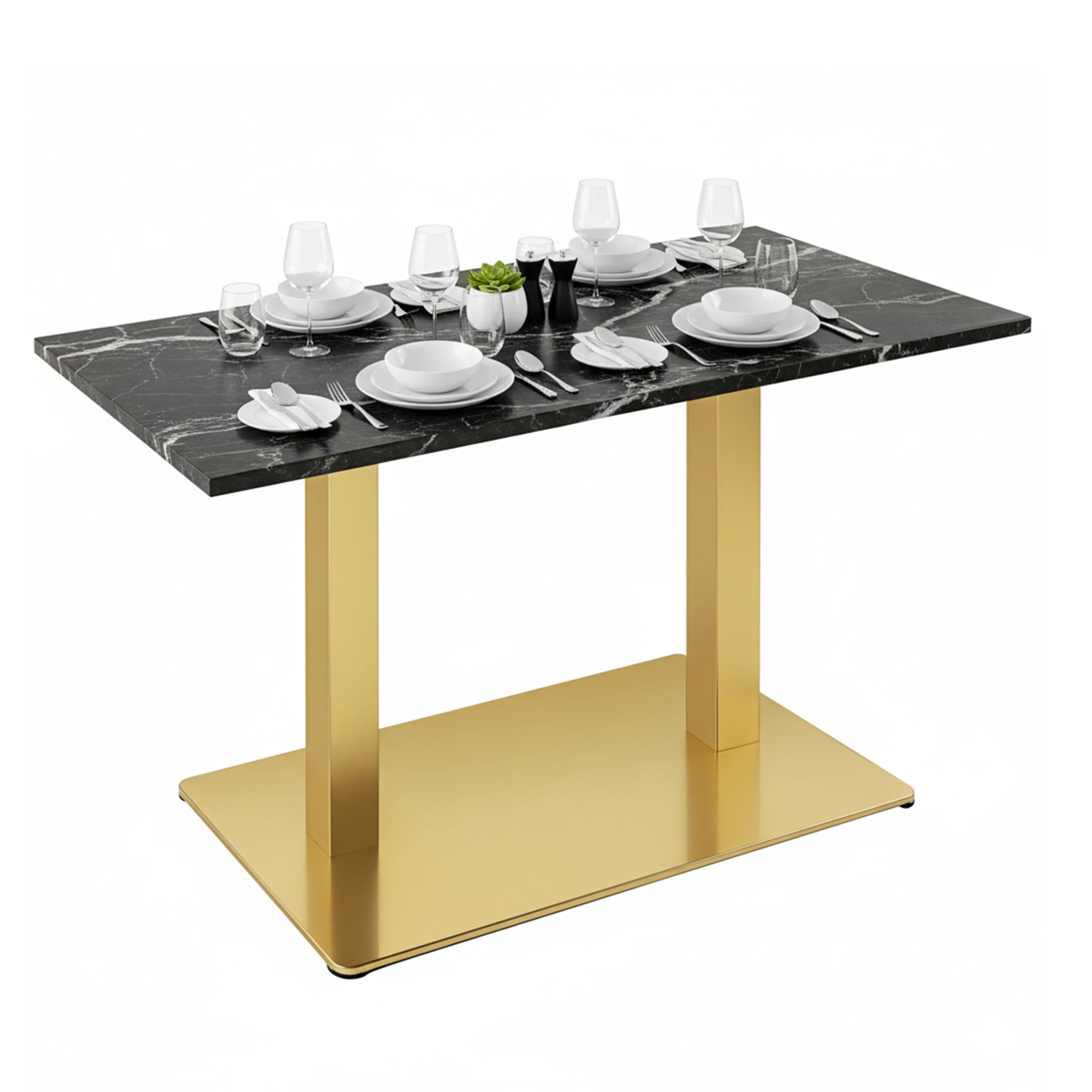 Pie Doble de Mesa Contract Rectangular Bari Dorado - Imagen 2