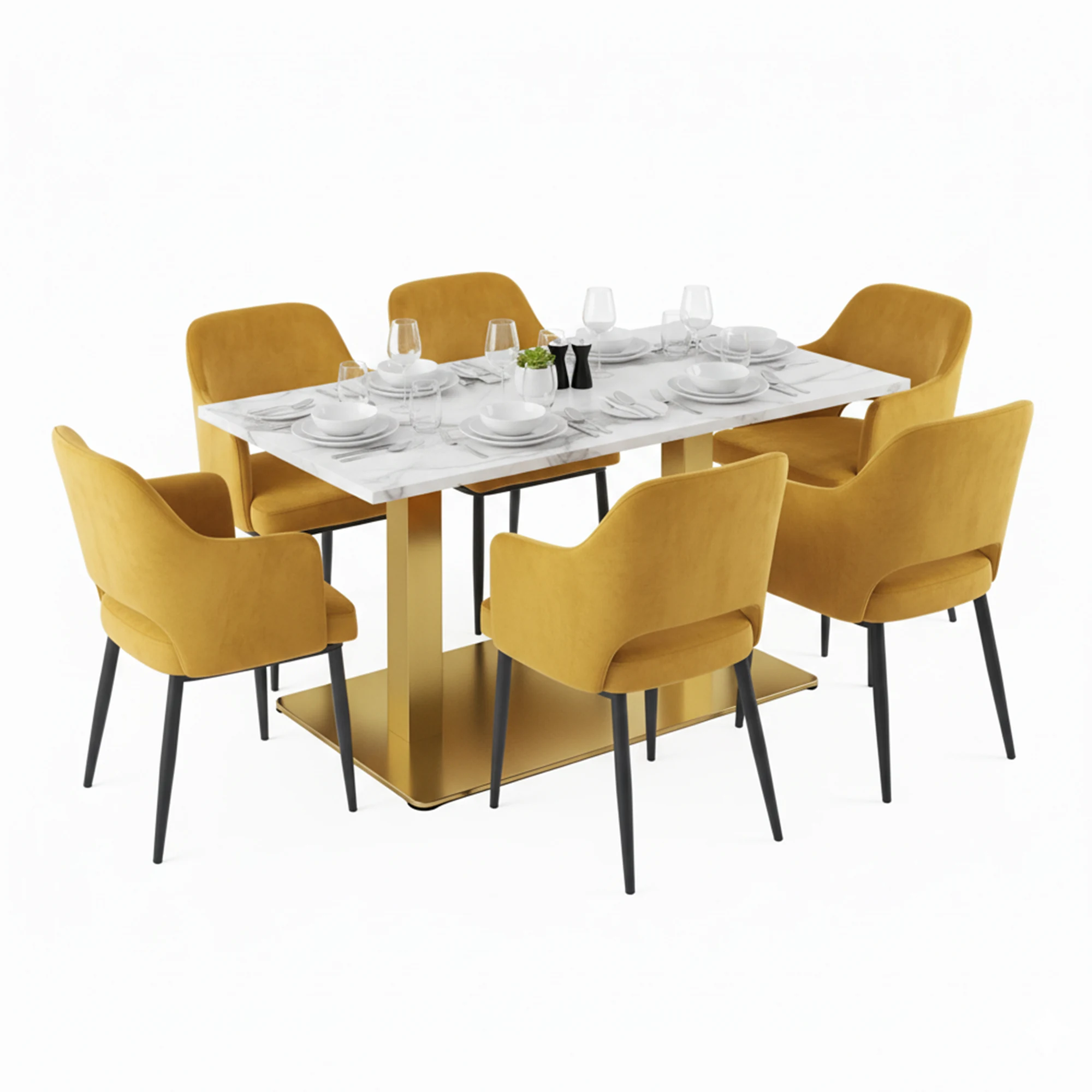 Pie Doble de Mesa Contract Rectangular Bari Dorado - Imagen 4