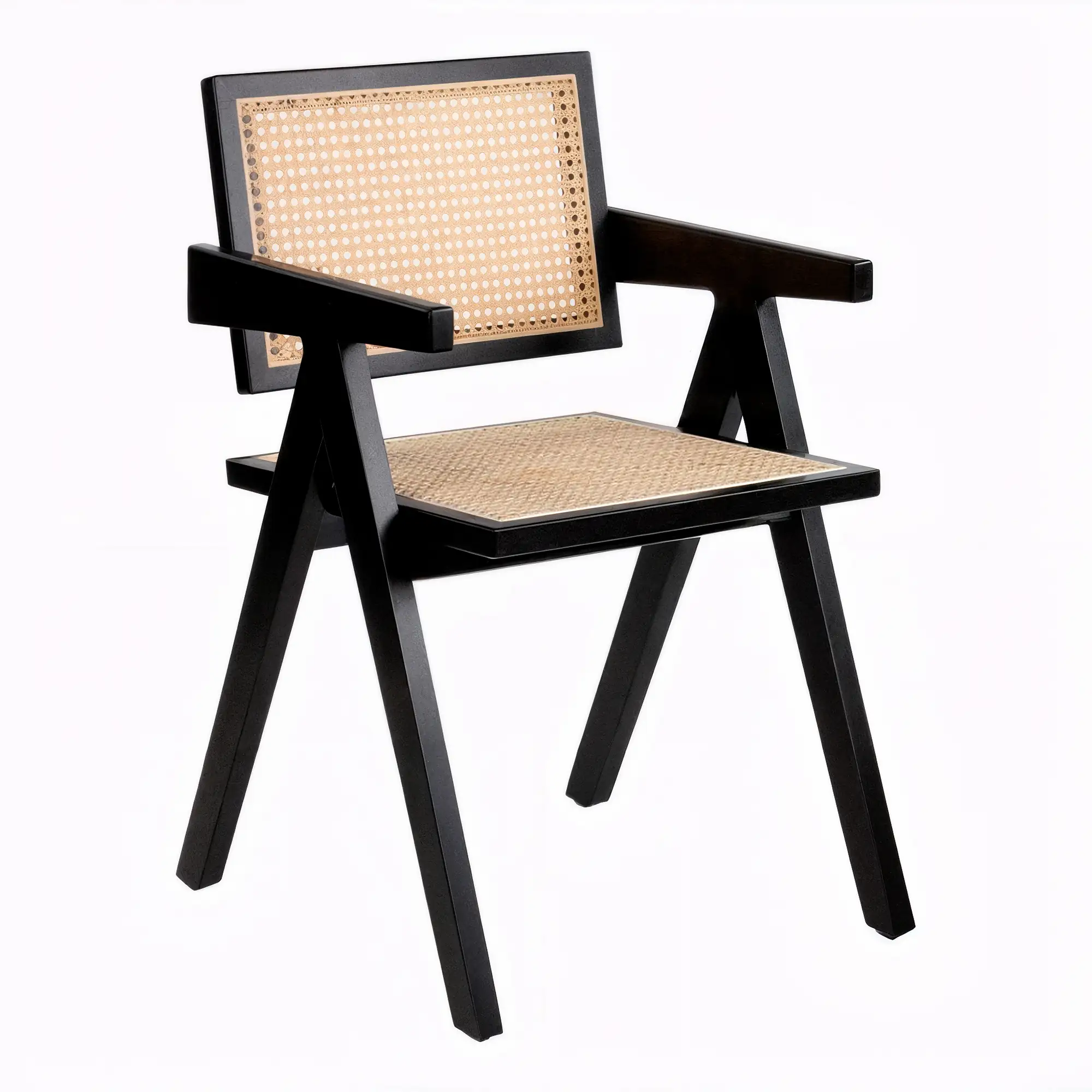 Silla Profesional de Madera y Ratán Oslo con Reposabrazos